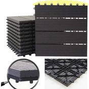 WPC Bodenfliese Rhone, Holzoptik Balkon-Terrasse, 11x je 30x30cm 1qm Premium, anthrazit linear