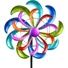 Bild für Buntes Windrad Blume für den Garten aus Metall Windspiel Windmühle 124 cm