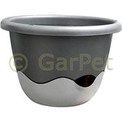 Blumentopf mit Bewässerungssystem Mareta Wasserspeicher Blumenampel mit Kette 30 cm hell + dunkel anthrazit