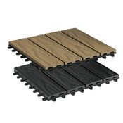 22er-Set WPC Balkonfliesen in Holzoptik mit Relief anthrazit