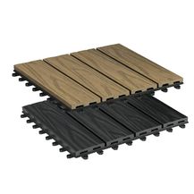 Bild für 22er-Set WPC Balkonfliesen in Holzoptik mit Relief anthrazit