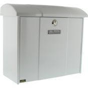 BURG-WÄCHTER Briefkasten mit aufklappbarem Regendach, A4 Einwurf-Format, EU Norm EN 13724, Verzinkter Stahl, Olymp 916 W, Weiß