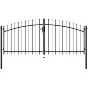 vidaXL Doppelflügel-Gartentor mit Speerspitzen 300 x 150 cm schwarz