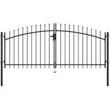 Bild für vidaXL Doppelflügel-Gartentor mit Speerspitzen 300 x 150 cm schwarz