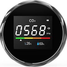 Bild für CO2-Detektor Kohlendioxid-Detektor Haushaltstemperatur- und Feuchtigkeitsmesser Tragbarer Luftqualitatsprufer Kohlendioxid-Alarm CO2-Monitor,Schwarz