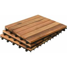 Bild für Holzfliesen Akazie Terrassenfliesen 30x30 cm Stecksystem Mosaik Terrasse Balkon 1