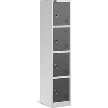Bild für Fromm & Starck STAR_MCAB_07 Spindschrank 4 Fächer grau 185 cm abschließbar Metallspind Schließfachschrank Stahl beschichtet