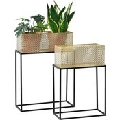 Pflanzständer Anderlues 2er Set Schwarz-Messingfarben