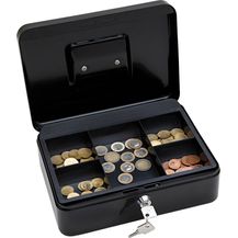 Bild für Wedo 145321X Geldkassette (aus pulverbeschichtetem Stahl, versenkbarer Griff, 5-Fächer-Münzeinsatz, Sicherheits-Zylinderschloss, 25 x 18 x 9 cm)