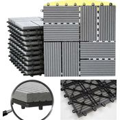 WPC Bodenfliese Rhone, Holzoptik Balkon-Terrasse, 11x je 30x30cm 1qm Premium, grau Vierecke