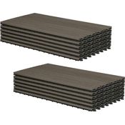 12er-Set WPC Terrassenfliese mit Klicksystem coffee