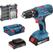 Bosch Professional 18V System Akku Schlagbohrschrauber GSB 18V-21 (2x 2,0 Ah Akku,40tlg. Zubehör Set,in L-BOXX)