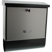BURG-WÄCHTER, Edelstahl-Briefkasten-Set, A4 Einwurf-Format, Verzinktes Stahlgehäuse mit Edelstahl-Tür, Edelstahl, London 6867 B+S, Mattschwarz