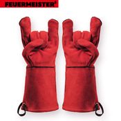 Feuermeister Premium BBQ Grillhandschuhe aus Spaltleder in Rot Größe 12