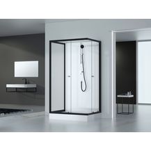 Bild für Komplettdusche Fertigdusche Black and White 80 x 110 x 200 cm – Eckdusche mit Fronteinstieg