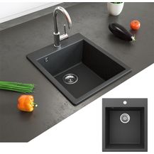 Bild für Bergström Granit Spüle Küchenspüle Einbauspüle Spülbecken Küche + Siphon Schwarz