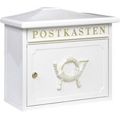 BURG-WÄCHTER, Briefkasten mit Komfort-Tiefe, A4 Einwurf-Format, Verzinkter Stahl, Sylt 1883 W, Weiß