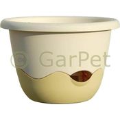 Blumentopf mit Bewässerungssystem Mareta Wasserspeicher Blumenampel mit Kette 25 cm hell + dunkel elfenbein