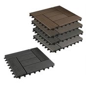 22er-Set WPC Terrassenfliese, Bodenbelag für Terrasse grau