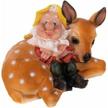 Bild für Großer Zwerg mit Reh Gartenzwerg Gartenwichtel NF15176 Groß 37cm Figur Dekozwerg