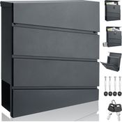monzana Design Briefkasten Stahl anthrazit mit Zeitungsfach 2 Schlüssel Namensschild Wandbriefkasten