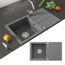 Bild für Bergström Granit Spüle Küchenspüle Einbauspüle Spülbecken 750x434mm Grau
