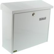 BURG-WÄCHTER Briefkasten mit aufklappbarem Regendach, A4 Einwurf-Format, EU Norm EN 13724, Verzinkter Stahl, Comfort 913 W, Weiß