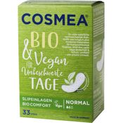 COSMEA Bio & Vegan Slipeinlagen Normal aus Baumwolle, ohne Plastikfolie, atmungsaktiv, ohne Chemie & ohne Tierversuche 33 Stück