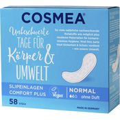 COSMEA Slipeinlagen Normal ohne Duft Damenbinden Comfort Plus lange Körperform-Slipeinlagen für optimalen Schutz 58 Stück