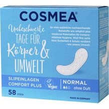 Bild für COSMEA Slipeinlagen Normal ohne Duft Damenbinden Comfort Plus lange Körperform-Slipeinlagen für optimalen Schutz 58 Stück