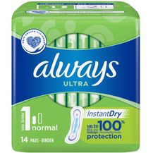 Bild für Always Ultra Damenbinde Größe 1 Normal ohne Flügel InstantDry Technologie dickere Binden mit einer angenehmen Passform Auslaufschutz 14 Stück