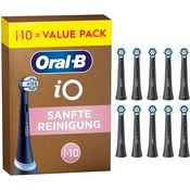 Oral-B iO Sanfte Reinigung Aufsteckbürsten, 10 Stück, abgewinkelte Borsten für effektive Plaque-Entfernung, schwarz, original für elektrische Oral-B iO Zahnbürsten