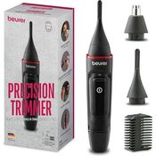 BEURER Nasen- und Ohrhaartrimmer MN3X, Präzisionstrimmer mit 2 Edelstahl-Aufsätzen und Kammaufsatz 3/6 mm, inklusive Aufbewahrungstasche
