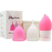 Ekarian Menstruationstassen-Set aus 2 Menstrautionstassen Größe S und L, Waschflasche, Aufbewahrungsbeutel