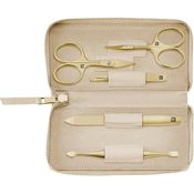 Zwilling Maniküreset Premium Gold Edition, 5-teilig mit Echtleder Etui, Reiseset, Nagelschere und Nagelhautschere