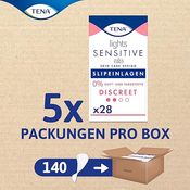 TENA Lights Sensitive Discreet, Monatspaket mit 140 Slipeinlagen, Dreifachschutz vor Auslaufen, Feuchtigkeit und Gerüchen