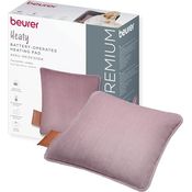 Beurer Heaty Heizkissen, kabelloses Wärmekissen mit Akku, bis zu 8 Stunden Wärme, Abschaltautomatik, 3 Temperaturstufen, Schnellheizung, weicher Cordstoff, lavender-lilac/lila