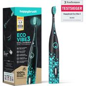 happybrush Elektrische Schall-Zahnbürste Eco VIBE 3 - Nachhaltige Zahnbürste mit 6 Wochen Power-Akku - Schwarz