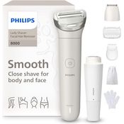 Philips Lady Shaver Series 8000, Elektrorasierer für nasse und trockene Anwendungen, kabellos mit 3 Aufsätzen und Trimmeraufsatz