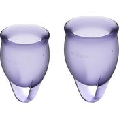 Satisfyer Feel Confident Menstrual Cup, Menstruationstasse Set mit 15 ml und 20 ml, umweltfreundliches Silikon in Purple