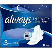 Always Infinity Night Damenbinden, Größe 3, mit Flügeln, absorbiert das 10-fache seines Gewichts, dermatologisch getestet, 10 Stück pro Packung (5 Stück)