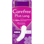 Carefree Slipeinlagen Plus Long, 100% atmungsaktiv mit Soft Touch Oberfläche und Aloe Vera Duft, weich wie Baumwolle