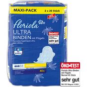 Floriola Ultra-Binden mit Flügeln – 40 Stück, zuverlässiger Schutz, angenehm weich & diskret, ideal für den täglichen Bedarf