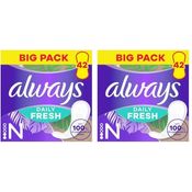 Always Daily Fresh Slipeinlagen Normal, 100% pflanzenbasierte Fasern, atmungsaktiv, ohne Duft, 42 Stück (Packung mit 2)
