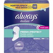 Always dailies Slipeinlagen Fresh&Protect Normal flexibler Komfort 2 mm dünn 2 von 3 Tropfen geruchsneutrale Technologie Big Pack 56 Stück