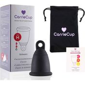 CarrieCup Menstruationstasse M schwarz BPA-frei, latexfrei, medizinkonformes TPE, geeignet für mittelstarke Periode 1 Stück