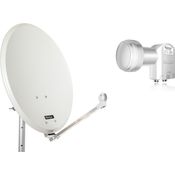 Opticum Stahl QA60 Satellitenantenne mit Twin-LNB (60 cm) lichtgrau