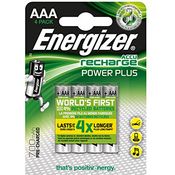 Energizer AAA Akkus, Recharge Power Plus Akku, 4 wiederaufladbare Batterien AAA
