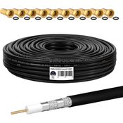 50 m 135 HQ Koaxial Kabel SCHWARZ + 10 x F-Stecker