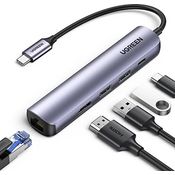 UGREEN USB-C® Dockingstation 10919, 5-in-1 Hub mit 4K HDMI, Gigabit Ethernet und 100 W PD, Grau